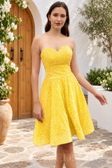 daffodil sequin strapless sweetheart A-line short homecoming dress