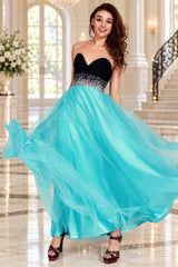 jade strapless chiffon sweetheart a-line prom dress with beaded waist side view