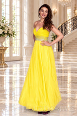 daffodil strapless chiffon sweetheart a-line prom dress with beaded waist