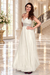 ivory strapless chiffon sweetheart a-line prom dress with beaded waist