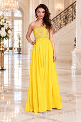 daffodil strapless chiffon sweetheart a-line prom dress with beaded corset bodice