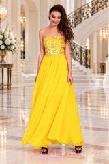 daffodil strapless sequin sweetheart a-line prom dress with cutout corset bodice