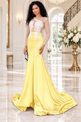 daffodil satin long sleeve illusion mermaid gown white lace applique pearl fringe chapel train